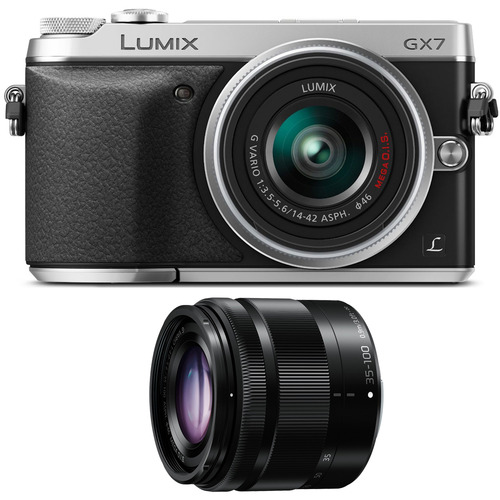 Panasonic LUMIX DMC-GX7 Interchangeable Lens (DSLM) Silver Camera Two Lens Bundle