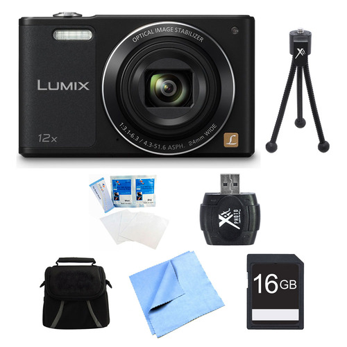 Panasonic LUMIX DMC-SZ10 Black 16MP Slim Digital Camera 16GB Bundle