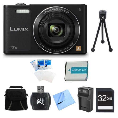 Panasonic LUMIX DMC-SZ10 Black 16MP Slim Digital Camera 32GB Bundle