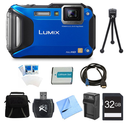 Panasonic LUMIX DMC-TS6 WiFi Tough Blue Digital Camera 32GB Bundle