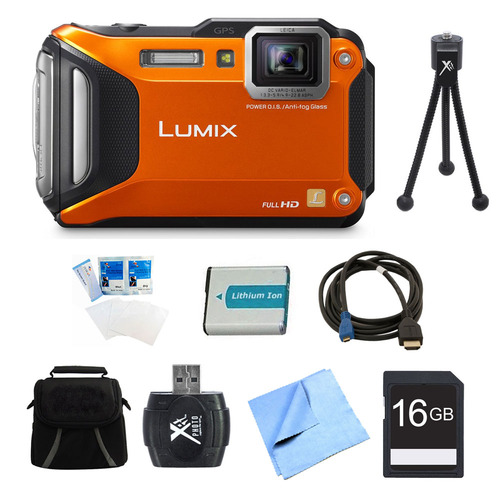 Panasonic LUMIX DMC-TS6 WiFi Tough Orange Digital Camera 16GB Bundle