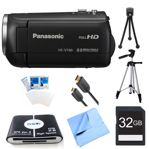 Panasonic HC-V160K Long Zoom Camcorder 32GB Bundle