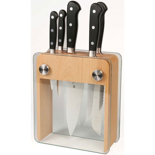 Mercer Culinary M23505 6-Pc. Renaissance Knife Block Set - Beech Wood and Glass