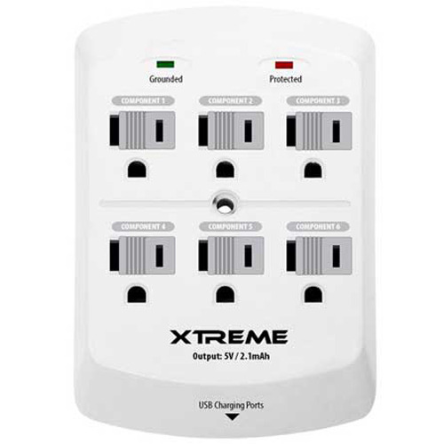 Xtreme 6 Outlet Wall Tap w/ 2 USB Ports