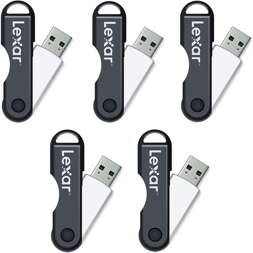 Lexar JumpDrive TwistTurn 16 GB USB Flash Drive (Black/White) 5-Pack (80GB Total)
