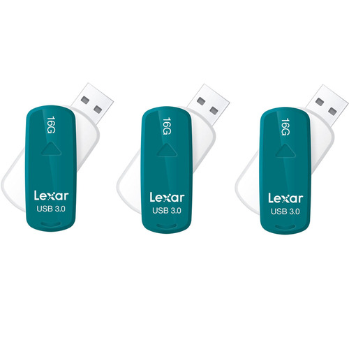 Lexar 16 GB JumpDrive S33 USB 3.0 Flash Drive (Teal) 3-Pack (48GB Total)