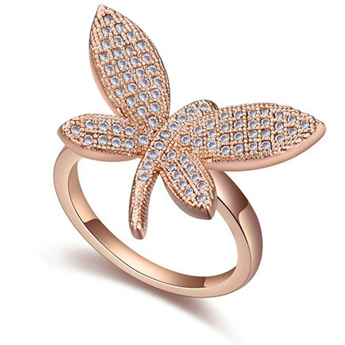 CZ Luxxe Jewelry Cubic Zirconia,18k Plated Gold Butterfly Ring