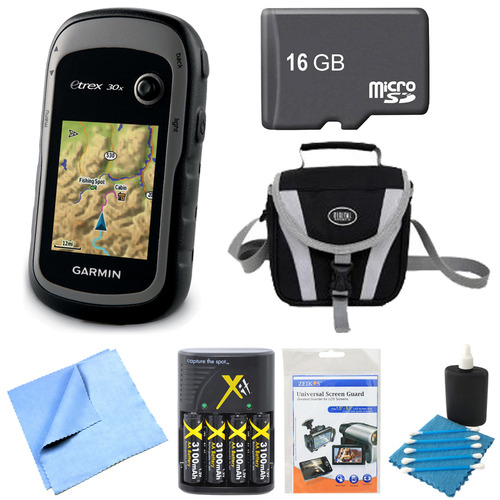 Garmin 010-01508-10 - eTrex 30x Handheld GPS 16GB Micro SD Memory Card Bundle