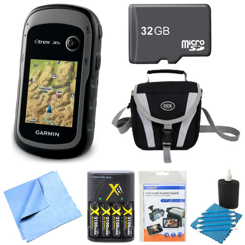 Garmin 010-01508-10 - eTrex 30x Handheld GPS 32GB Micro SD Memory Card Bundle