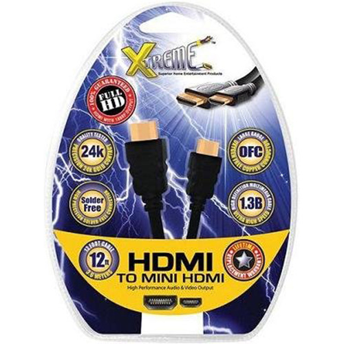 Xtreme mini-HDMI to HDMI Audio/Video Cable (12 Feet) - View Images & Video on your TV