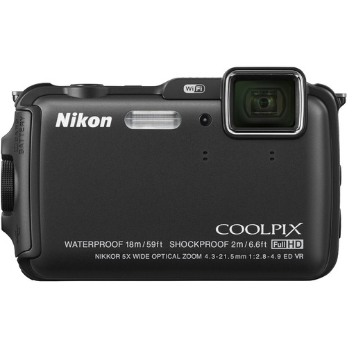 Nikon COOLPIX AW120 16MP 1080p Waterproof Black Digital Camera - REFURBISHED