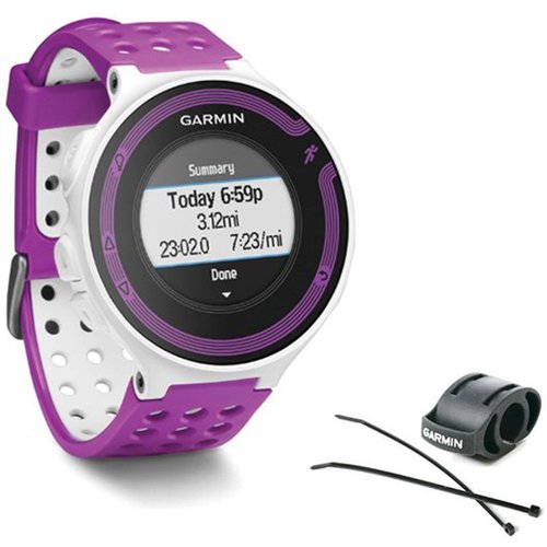 Garmin Forerunner 220 White/Violet Bundle with Heart Rate Monitor + Bike Mount Kit