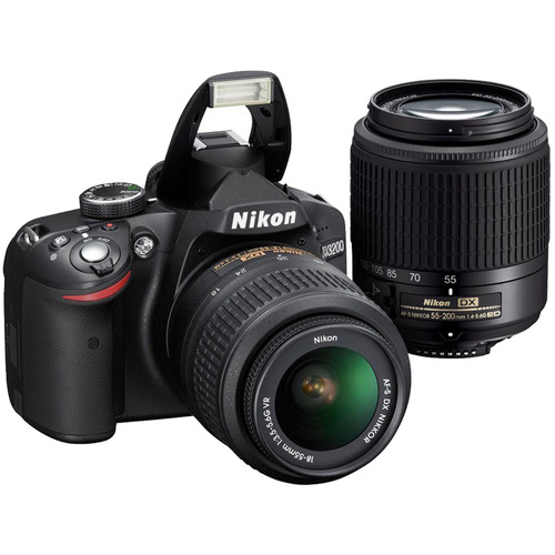 Nikon D3200 24.2MP DSLR Camera Kit with 18-55mm VR and 55-200mm DX Lenses (Black)