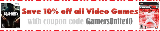 Save 10% off all video games with coupon code gamersunite10 