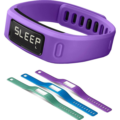 Garmin Vivofit Bluetooth Fitness Band (Purple)(010-01225-02) with 3 Extra Bands (large)
