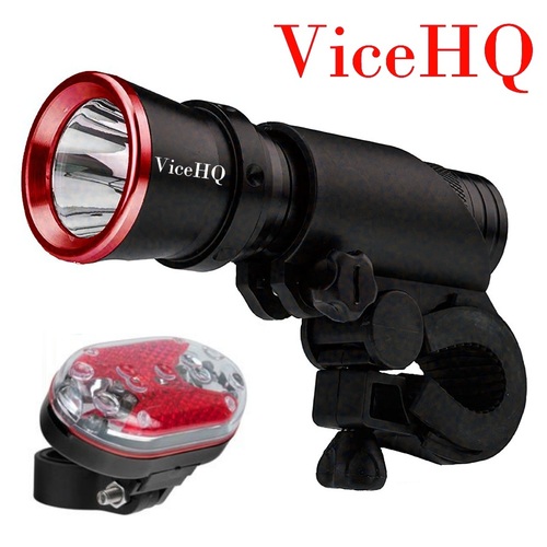 ViceHQ Super Bright CREE LED Torch Flashlight with bonus 9-LED Safety Taillight