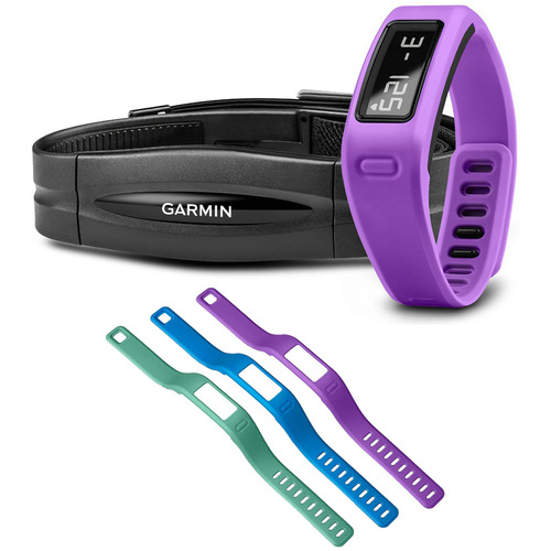 Garmin vivofit Fitness Band Purple Bundle w/ Heart Rate Monitor Large Wristband Bundle