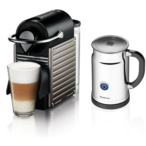 Nespresso Pixie Espresso Maker With Aeroccino Plus Milk Frother, Electric Titan