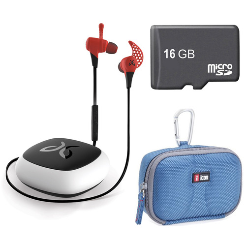 JayBird X2 Wireless Bluetooth Sport Headphones Fire Red 16GB Card Bundle