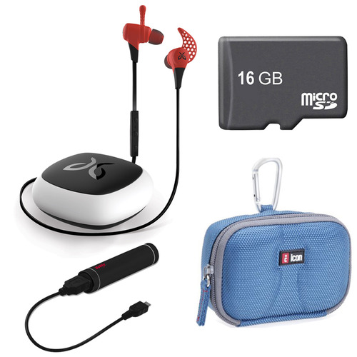 JayBird X2 Wireless Bluetooth Sport Headphones Fire Red 16GB Card Deluxe Bundle