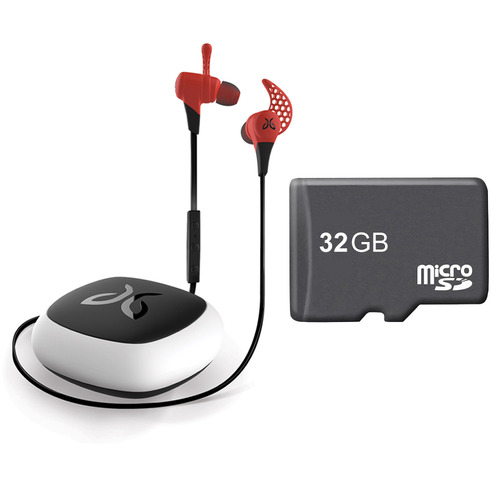 JayBird X2 Wireless Bluetooth Sport Headphones Fire Red 32GB Card Bundle