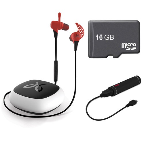 JayBird X2 Wireless Bluetooth Sport Headphones Fire Red 16GB Card/Battery Bundle