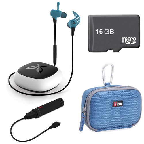 JayBird X2 Wireless Bluetooth Sport Headphones Ice Blue 16GB Card Deluxe Bundle