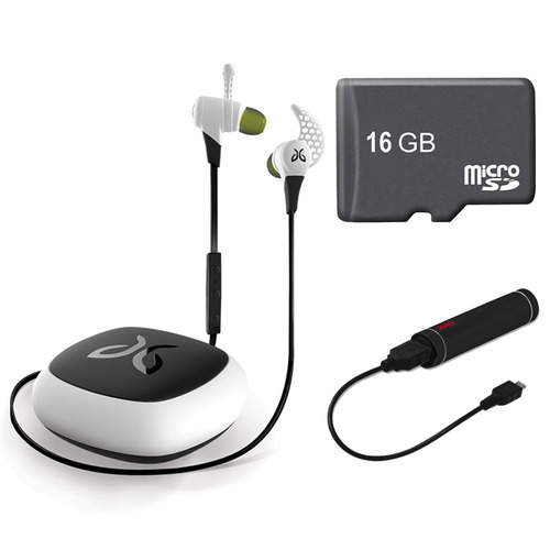 JayBird X2 Wireless Bluetooth Sport Headphones Storm White 16GB Card/Battery Bundle