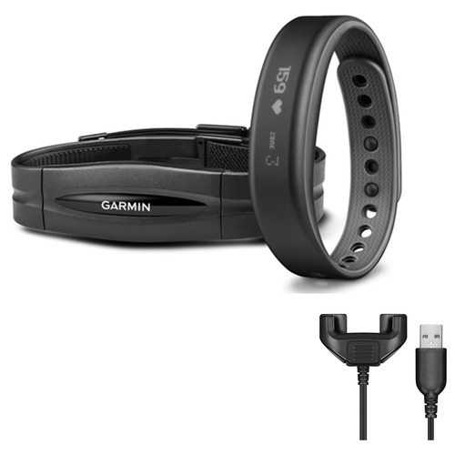Garmin vivosmart Bluetooth Activity Tracker w/ HRM (Large/Slate) + Bonus Charging Clip