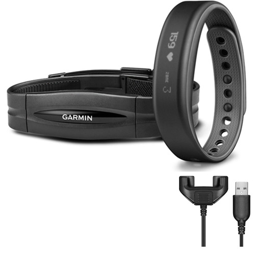 Garmin vivosmart Bluetooth Activity Tracker w/ HRM (Small/Slate) + Bonus Charging Clip