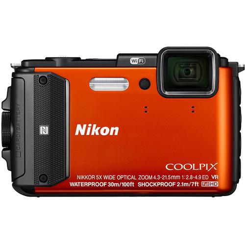 Nikon COOLPIX AW130 16MP Waterproof Digital Camera w/ Wi-Fi (Orange) Refurbished
