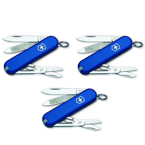 Victorinox Swiss Army Classic SD Pocket Knife (Blue) 3-Pack Bundle