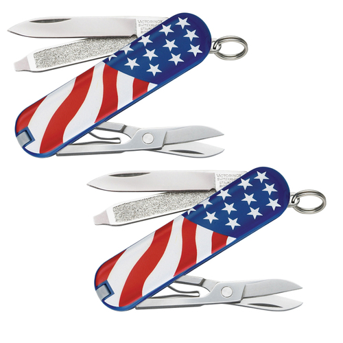 Victorinox Swiss Army 2-Pack Classic SD Pocket Knife (American Flag Design)