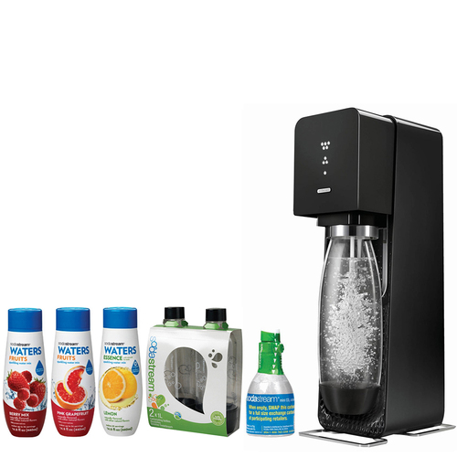 SodaStream Source Home Soda Maker Starter Kit, Black with Soda Maker Bundle
