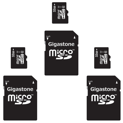 Gigastone 3-Pack - 32GB Class 10 U1 MicroSD Memory card with SD Adapter - 96GB Total
