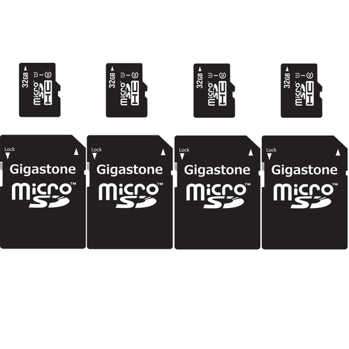 Gigastone 4-Pack - 32GB Class 10 U1 MicroSD Memory card with SD Adapter - 128GB Total