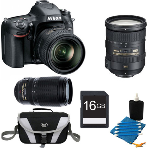 Nikon D610 FX-format 24.3 MP 1080p video Digital SLR Camera 24-85mm and 70-300mm Kit