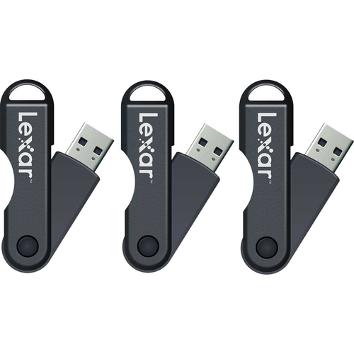 Lexar JumpDrive TwistTurn 32GB High Speed USB Flash Drive (Black) 3-Pack (96GB Total)