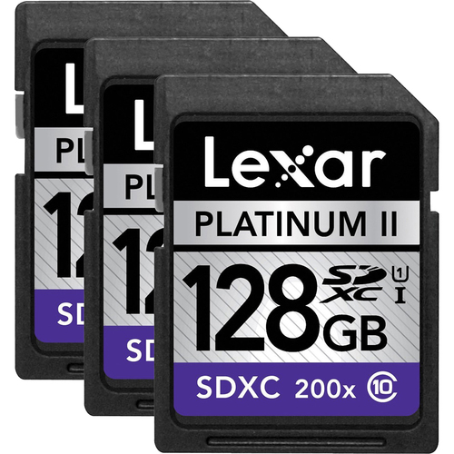 Lexar 3-Pack - 128GB Platinum II Class 10 (200x) SDXC UHS-I Memory Card - 384GB Total
