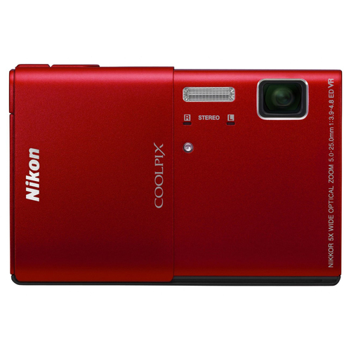 Nikon COOLPIX S100 16MP Red Compact Digital Camera w/ 3.5in. Touch Screen Refurbished