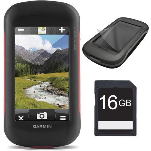Garmin 010-01534-10 Montana 680 Handheld GPS 16GB Memory Card/Screen Protector Bundle