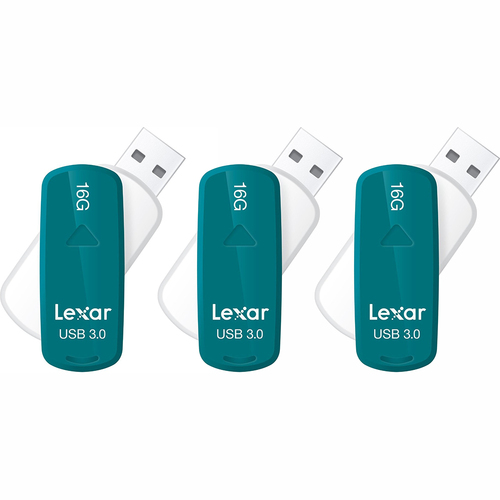 Lexar 16 GB JumpDrive S33 USB 3.0 Flash Drive (Black) 3-Pack (48GB-Total)
