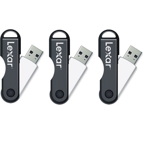 Lexar JumpDrive TwistTurn 64GB High Speed USB Flash Drive (Blk/Wht) 3-Pack 192GB Total