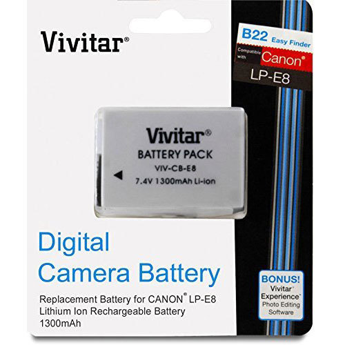 Vivitar Replacement Battery Pack LP-E8 For Canon EOS Rebel T2i T3i T5i