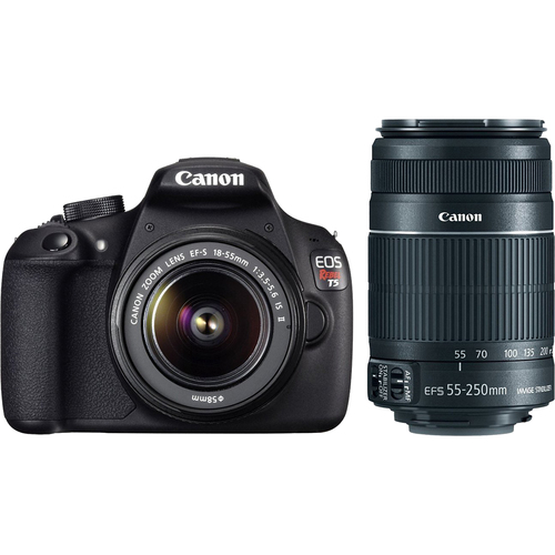 Canon EOS Digital Rebel T5 18MP SLR Digital Camera W 18-55 And 55-250 IS Bundle