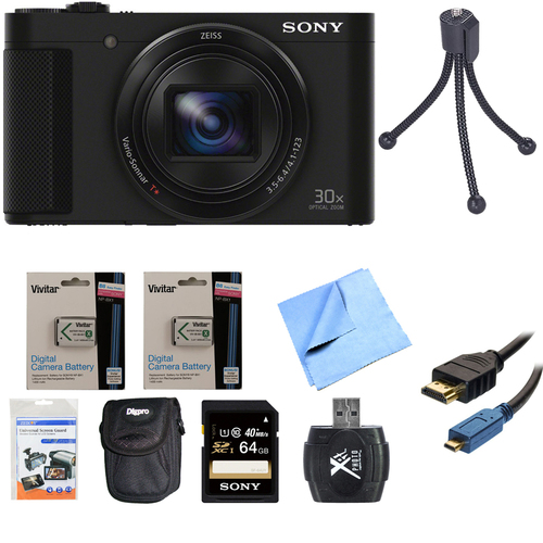 Sony Cyber-Shot DSC-HX90V Digital Camera 3-Inch LCD Screen Black 64GB Deluxe Bundle