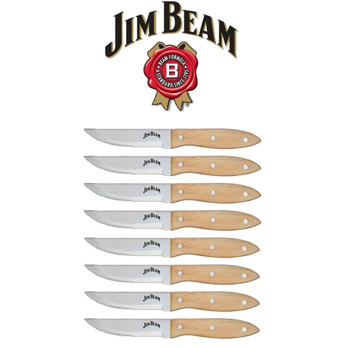 Jim Beam Serrated Stainless Steel Steak Knife Set - 8 Knives