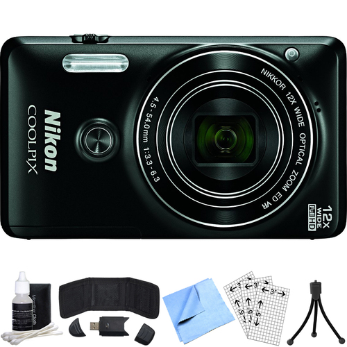 Nikon COOLPIX S6900 16MP Digital Camera w/ 12X Zoom (Black) Refurbished Bundle