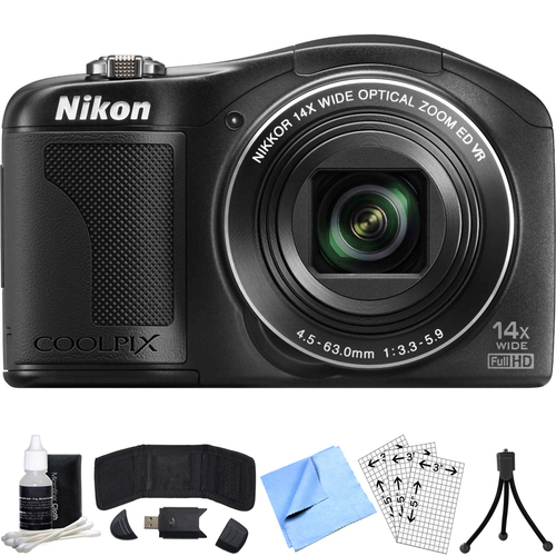 Nikon COOLPIX L610 16MP Digital Camera with 14x Zoom (Black) Refurbished Bundle