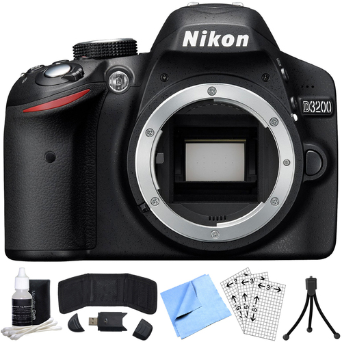 Nikon D3200 24.2MP 1080p DX-format Digital SLR Camera Body (Black) Refurbished Bundle